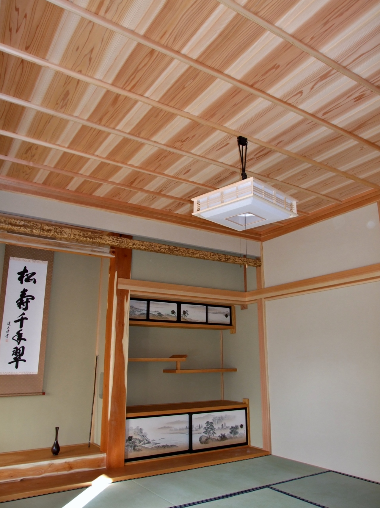 座敷の天井板【杉無垢天井板の事例】 | 無垢材・一枚板などの木材と