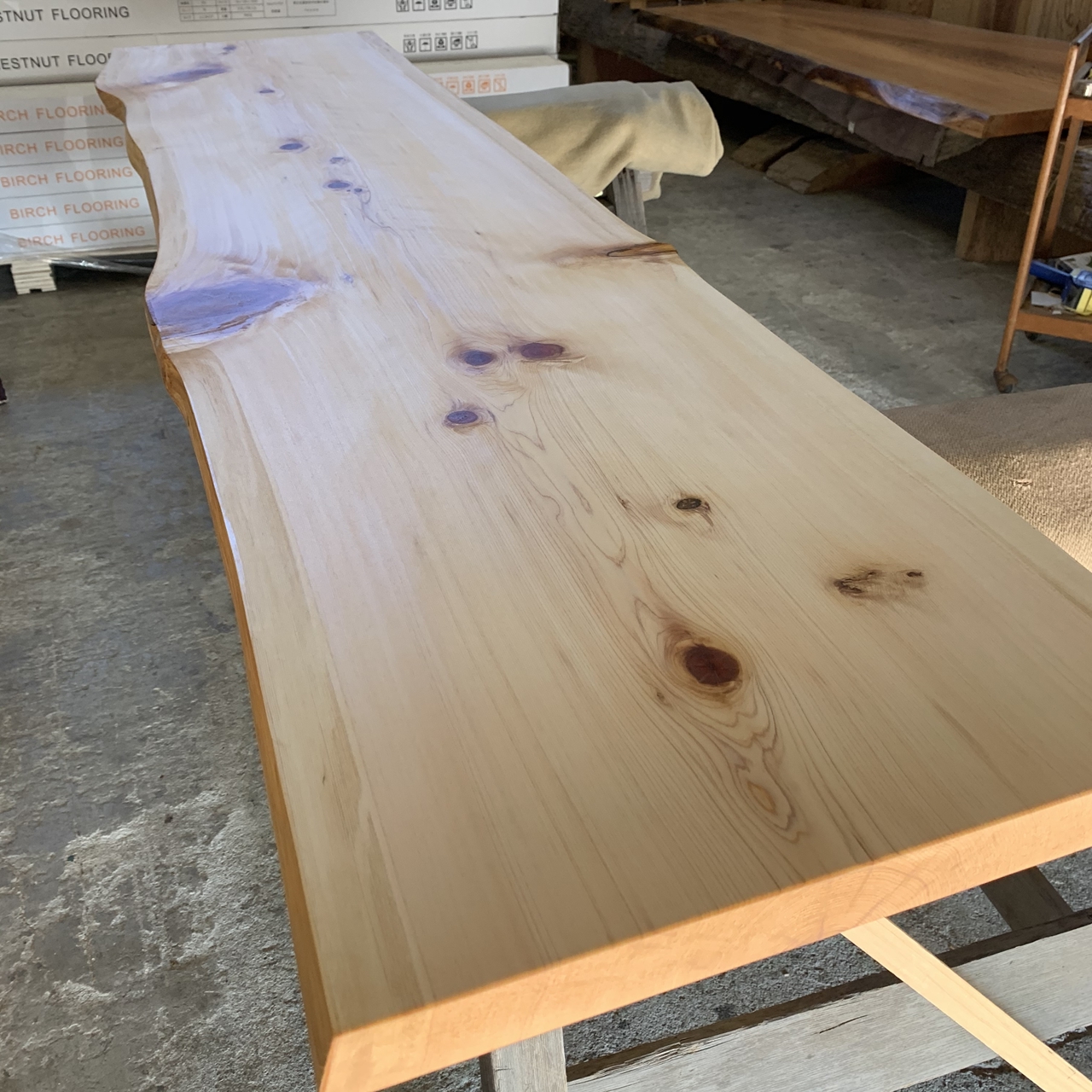 木曽ひのき 一枚板98cm 柾目 赤目 無節 木曽檜 - 材料、部品