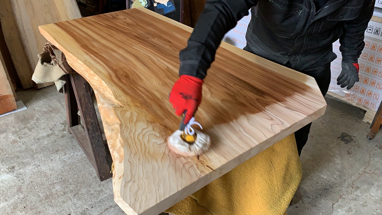 ケヤキ　一枚板　DIY　テーブル用　カウンター用　無垢材　天板　応接セット　テレワーク - 5